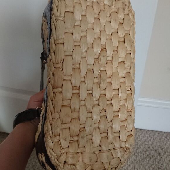 Brighton Scroll weaved straw tote purse leather - butterfly design - Picture 8 of 16